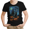 Starry Black Cat Youth Apparel - Adult & Kids T-Shirts, Sweatshirts & Hoodies apparel design preview 1