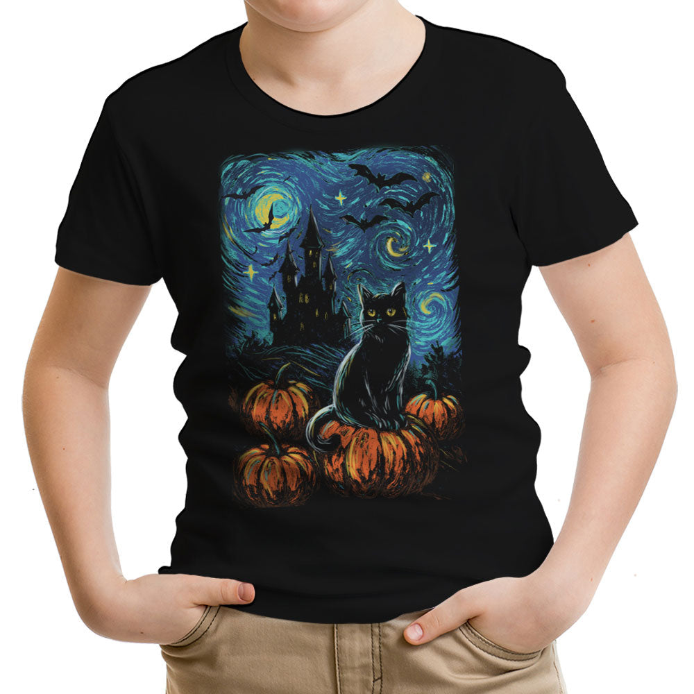 Starry Black Cat Youth Apparel - Adult & Kids T-Shirts, Sweatshirts & Hoodies apparel design preview 1