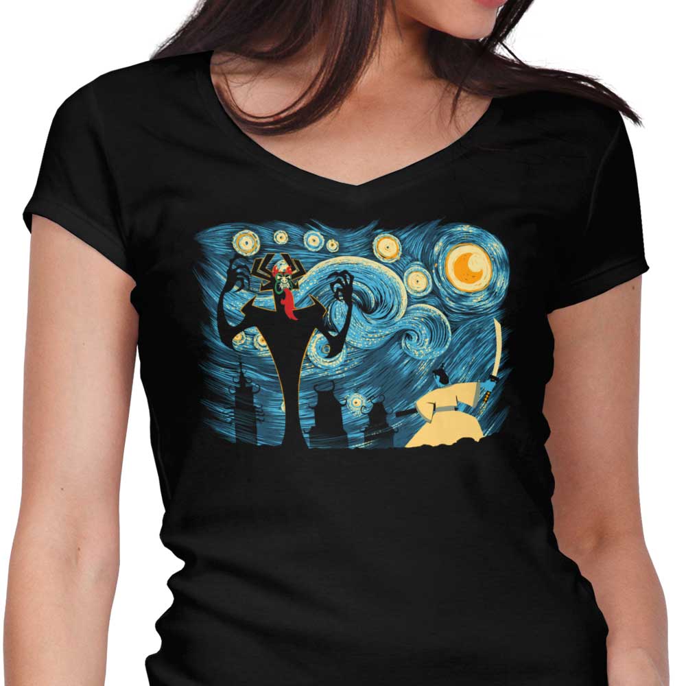 Starry Samurai Women's V-Neck - Adult & Kids T-Shirts, Sweatshirts & Hoodies apparel design preview 1