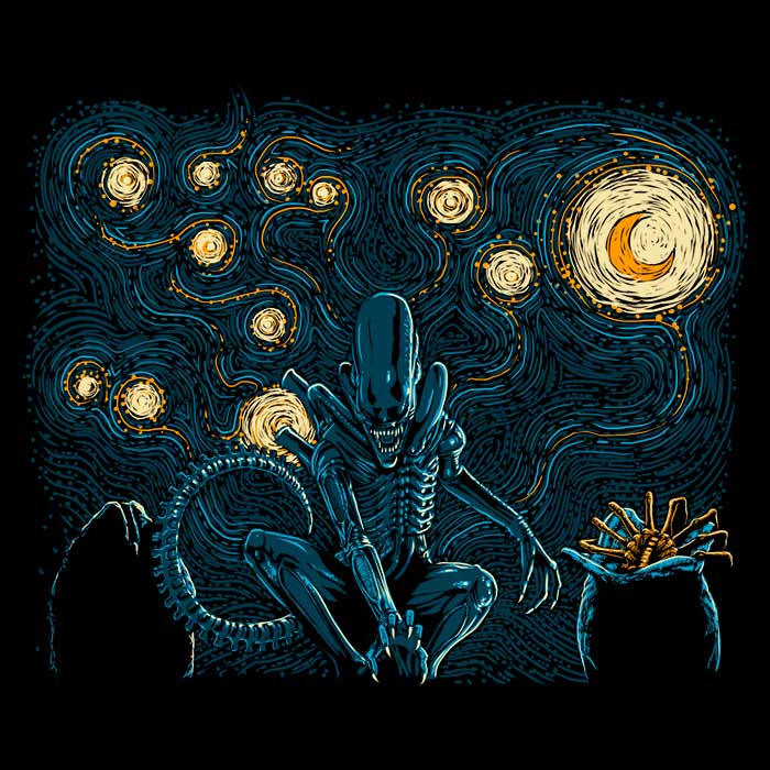 Starry Xenomorph Women's Apparel - Adult & Kids T-Shirts, Sweatshirts & Hoodies apparel design preview 2
