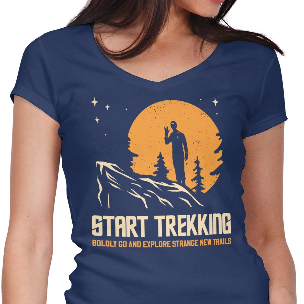 Start Trekking Women's V-Neck - Adult & Kids T-Shirts, Sweatshirts & Hoodies apparel design preview 1