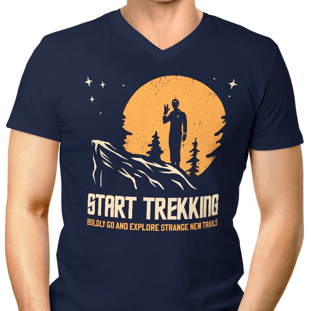 Start Trekking Men's V-Neck - Adult & Kids T-Shirts, Sweatshirts & Hoodies apparel design preview 1