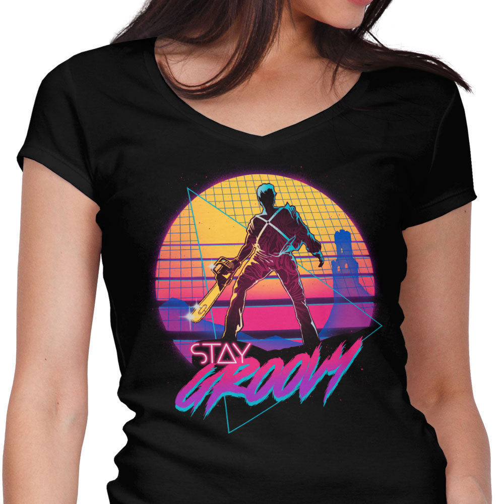Stay Groovy Women's V-Neck - Adult & Kids T-Shirts, Sweatshirts & Hoodies apparel design preview 1