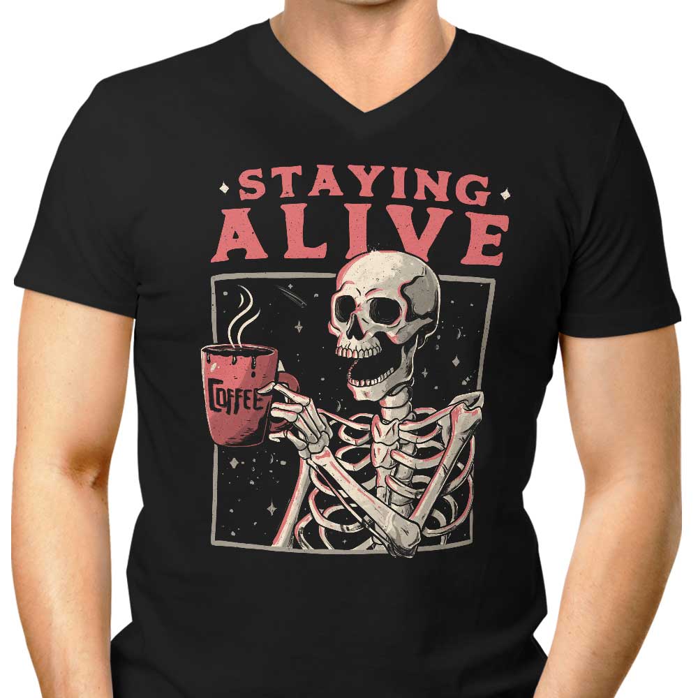 Staying Alive Men's V-Neck - Adult & Kids T-Shirts, Sweatshirts & Hoodies apparel design preview 1