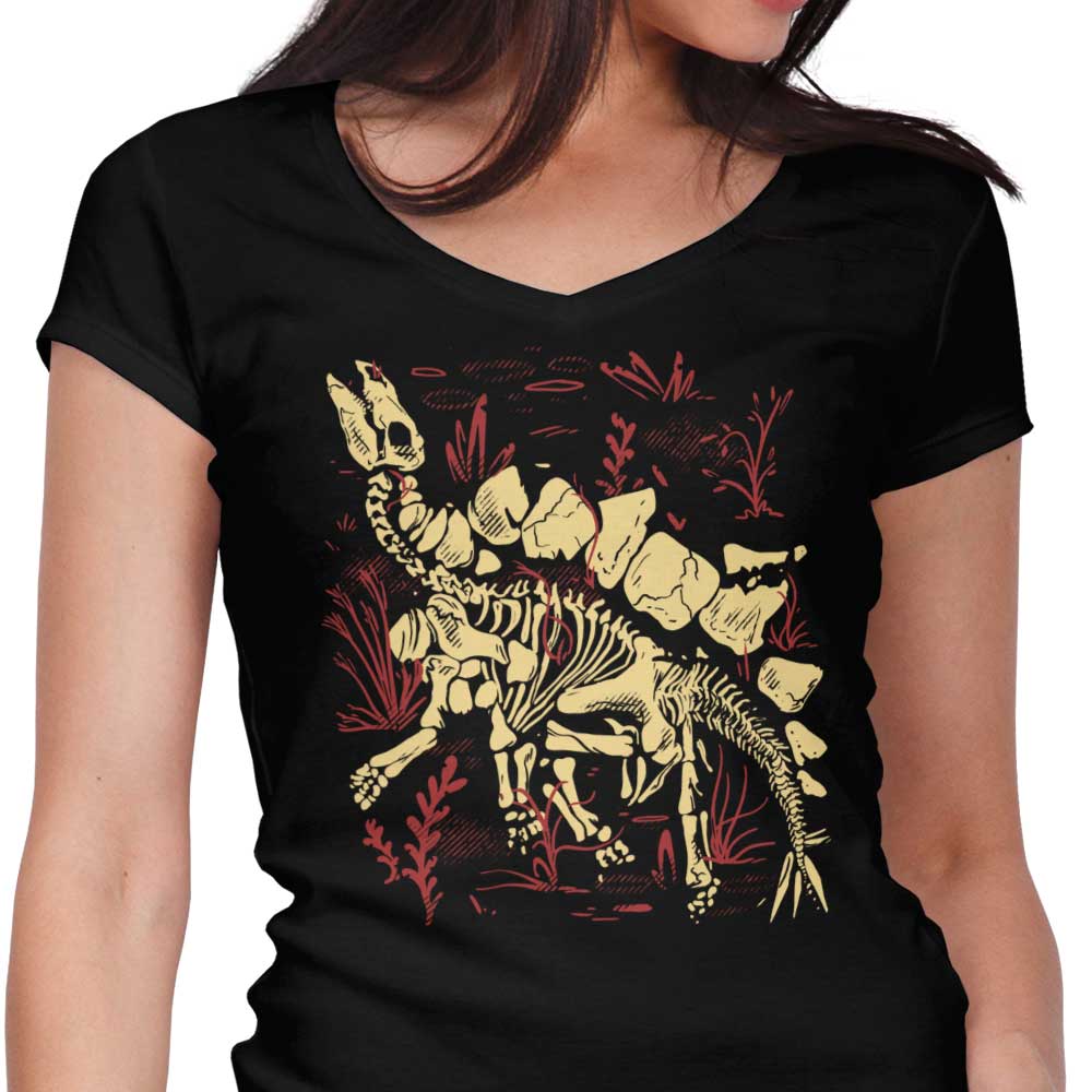 Stegosaurus Fossils Women's V-Neck - Adult & Kids T-Shirts, Sweatshirts & Hoodies apparel design preview 1