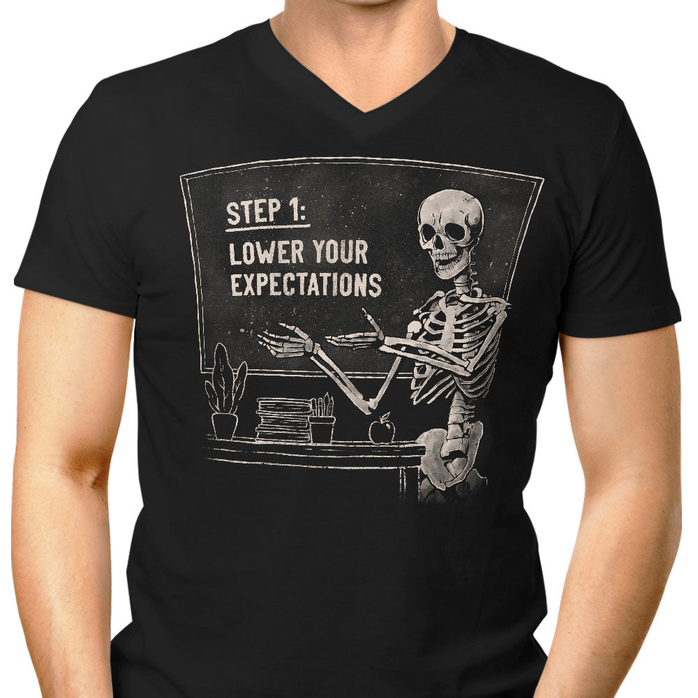 Step 1: Expectations Men's V-Neck - Adult & Kids T-Shirts, Sweatshirts & Hoodies apparel design preview 1