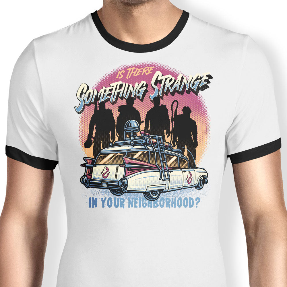 Strange Neighborhood Ringer - Adult & Kids T-Shirts, Sweatshirts & Hoodies apparel design preview 1