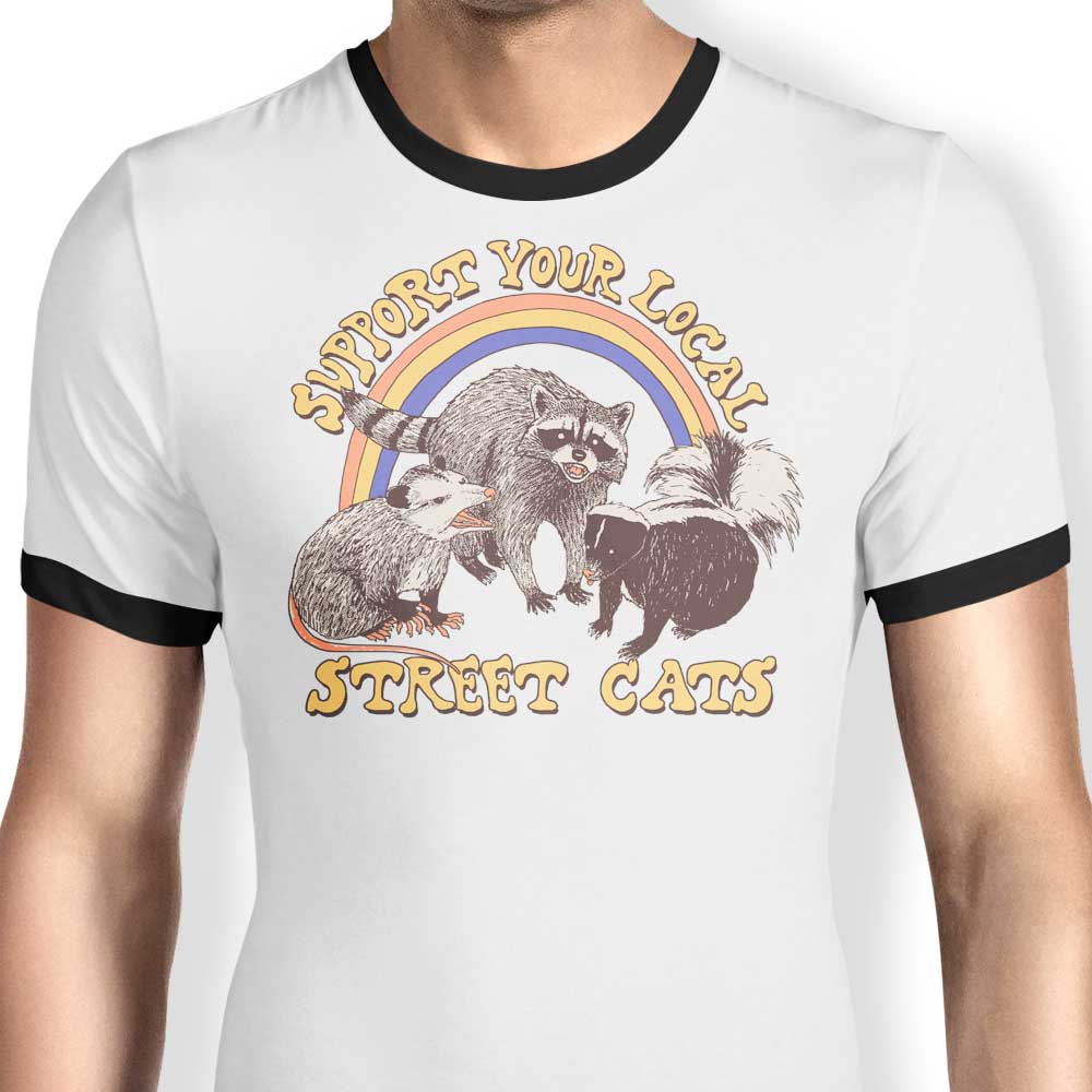 Street Cats Ringer - Adult & Kids T-Shirts, Sweatshirts & Hoodies apparel design preview 1