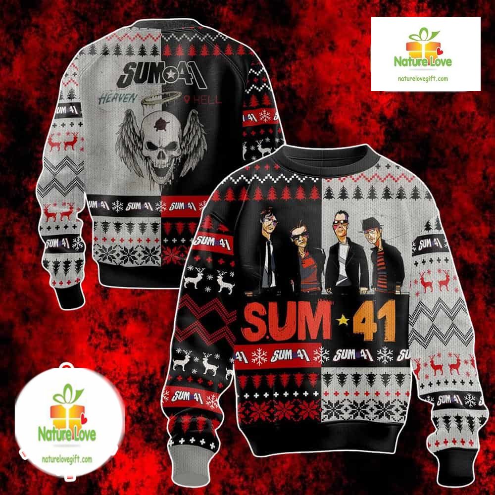 Sum 41 Ugly Christmas Sweater Band Graphic Snowflake Design product image