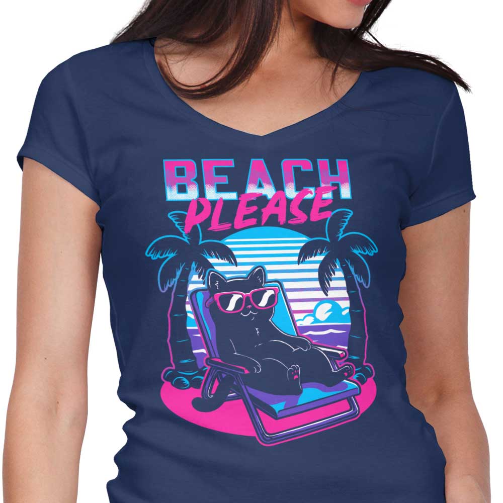 Summer Cat Women's V-Neck - Adult & Kids T-Shirts, Sweatshirts & Hoodies apparel design preview 1