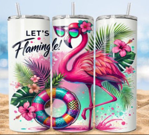 Lets Flamingle Flamingo 20 oz Skinny Tumbler Cup With - Adult & Kids T-Shirts, Sweatshirts & Hoodies apparel design preview 1