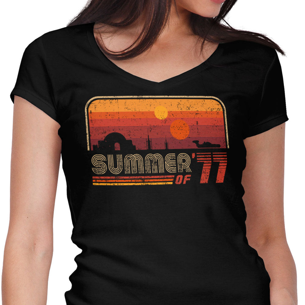 Summer of '77 Women's V-Neck - Adult & Kids T-Shirts, Sweatshirts & Hoodies apparel design preview 1