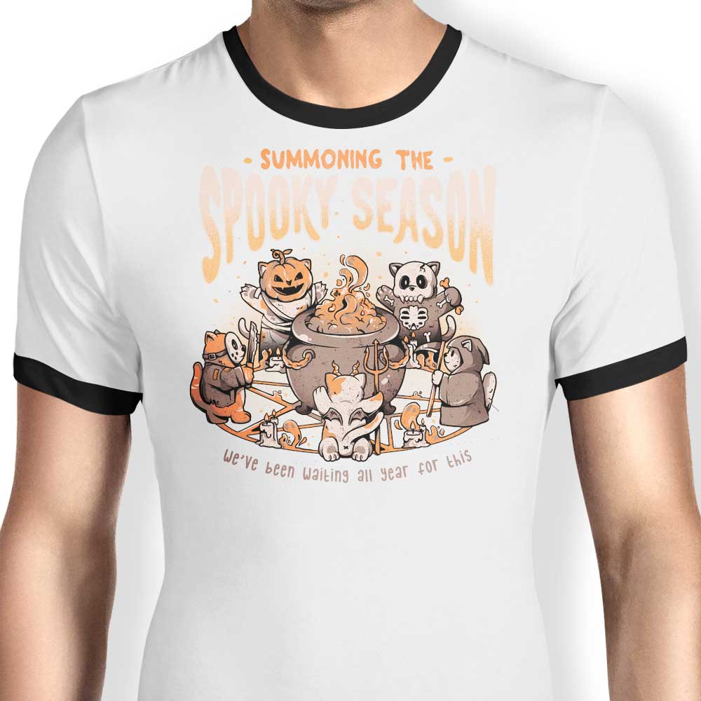 Summoning the Spooky Season Ringer - Adult & Kids T-Shirts, Sweatshirts & Hoodies apparel design preview 1