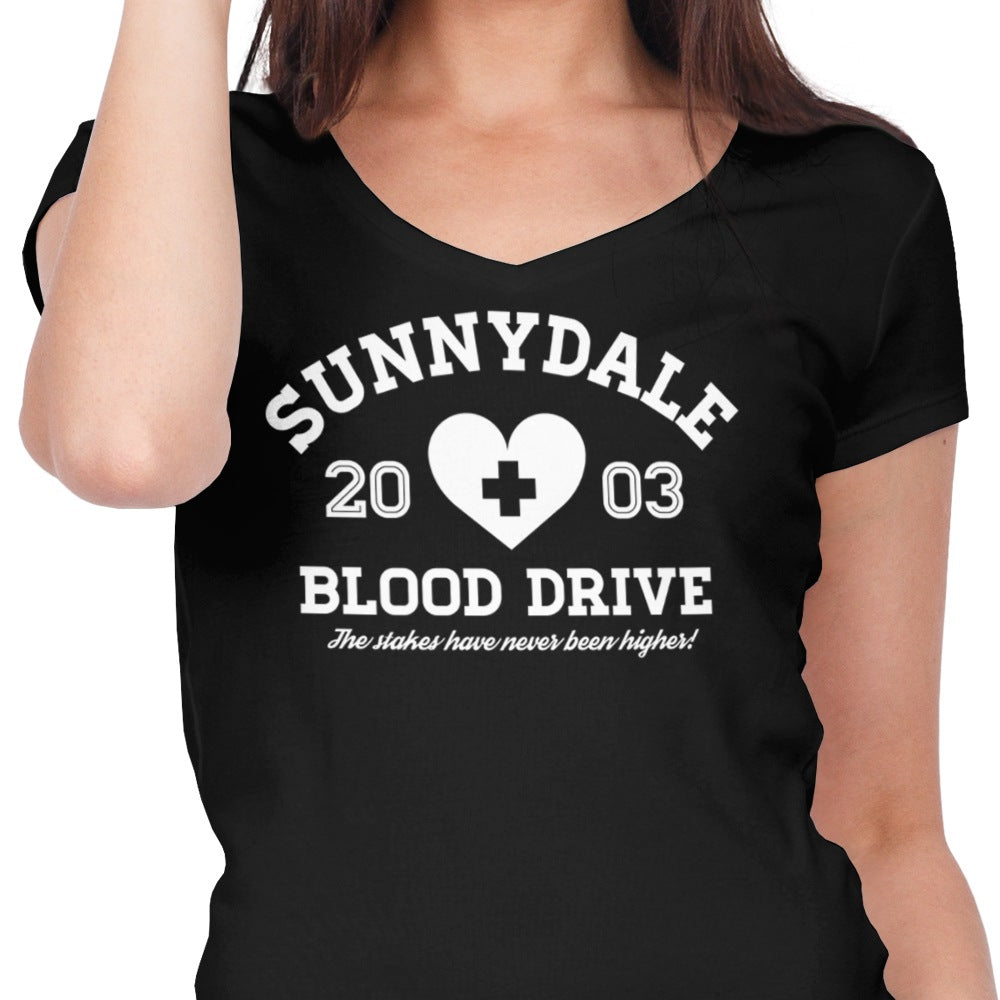 Sunnydale Blood Drive Women's V-Neck - Adult & Kids T-Shirts, Sweatshirts & Hoodies apparel design preview 1