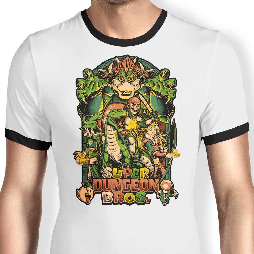 Super Dungeon Bros. Ringer - Adult & Kids T-Shirts, Sweatshirts & Hoodies apparel design preview 1