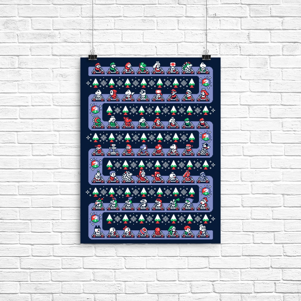 Super Holiday Kart Poster - Adult & Kids T-Shirts, Sweatshirts & Hoodies apparel design preview 1