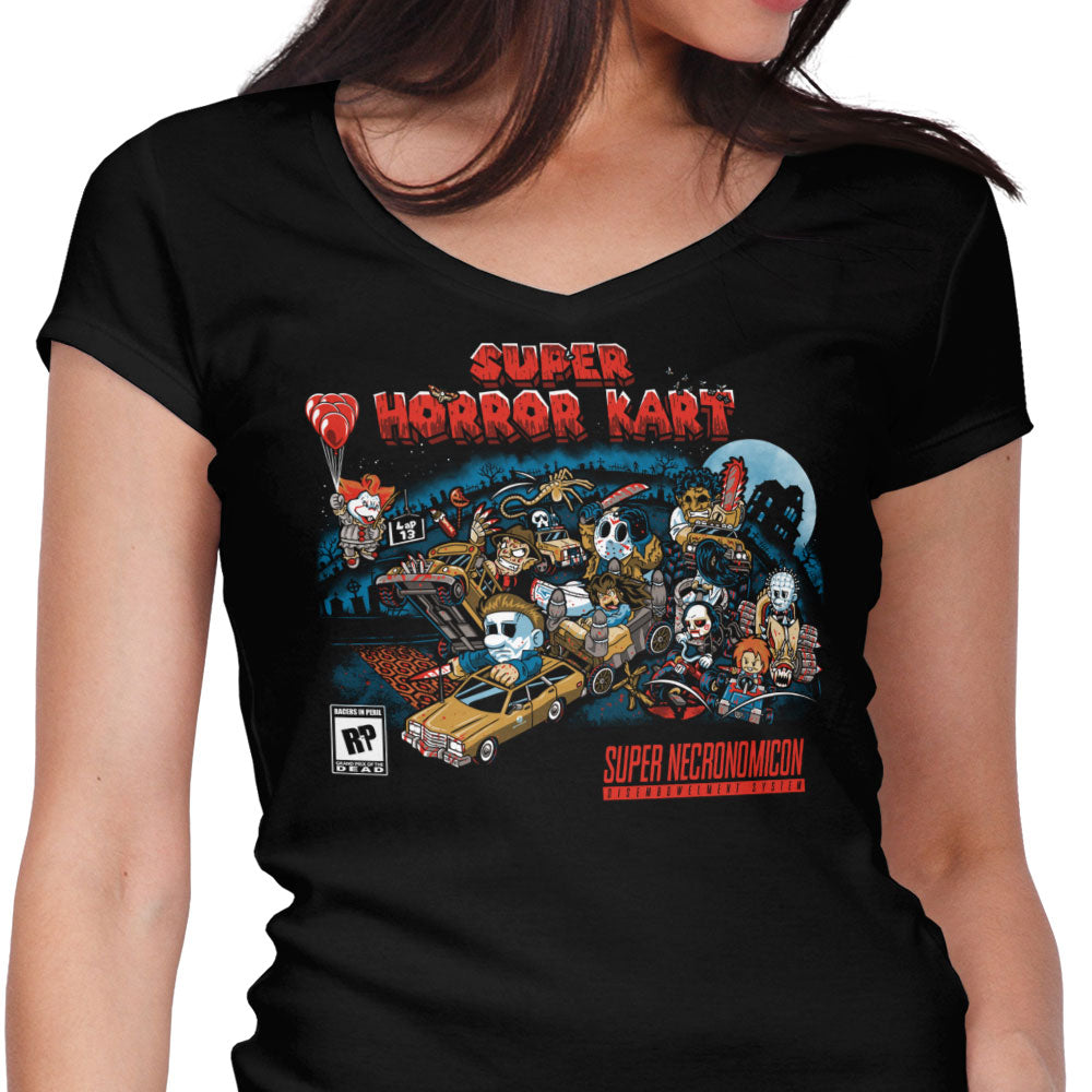 Super Horror Kart Women's V-Neck - Adult & Kids T-Shirts, Sweatshirts & Hoodies apparel design preview 1