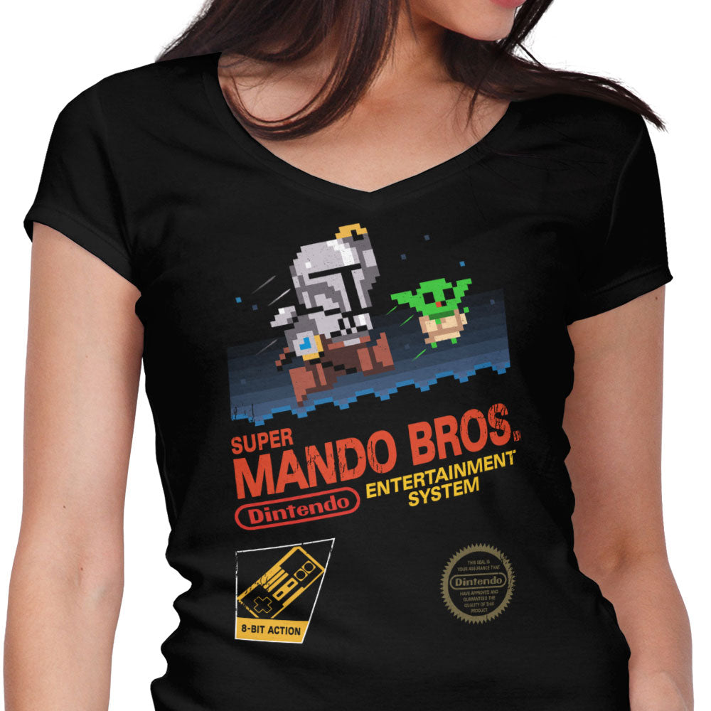 Super Mando Bros Women's V-Neck - Adult & Kids T-Shirts, Sweatshirts & Hoodies apparel design preview 1