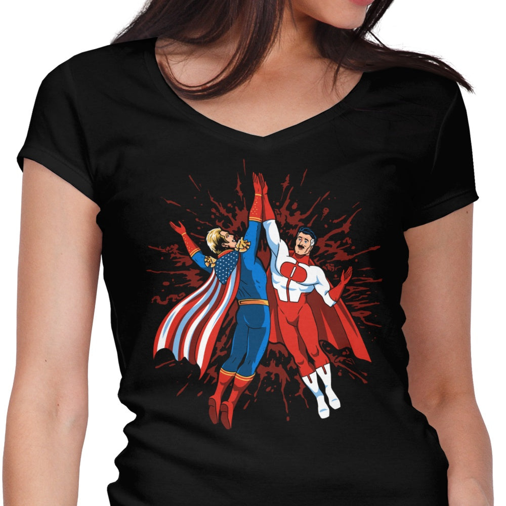 Super Maniac Friends Women's V-Neck - Adult & Kids T-Shirts, Sweatshirts & Hoodies apparel design preview 1