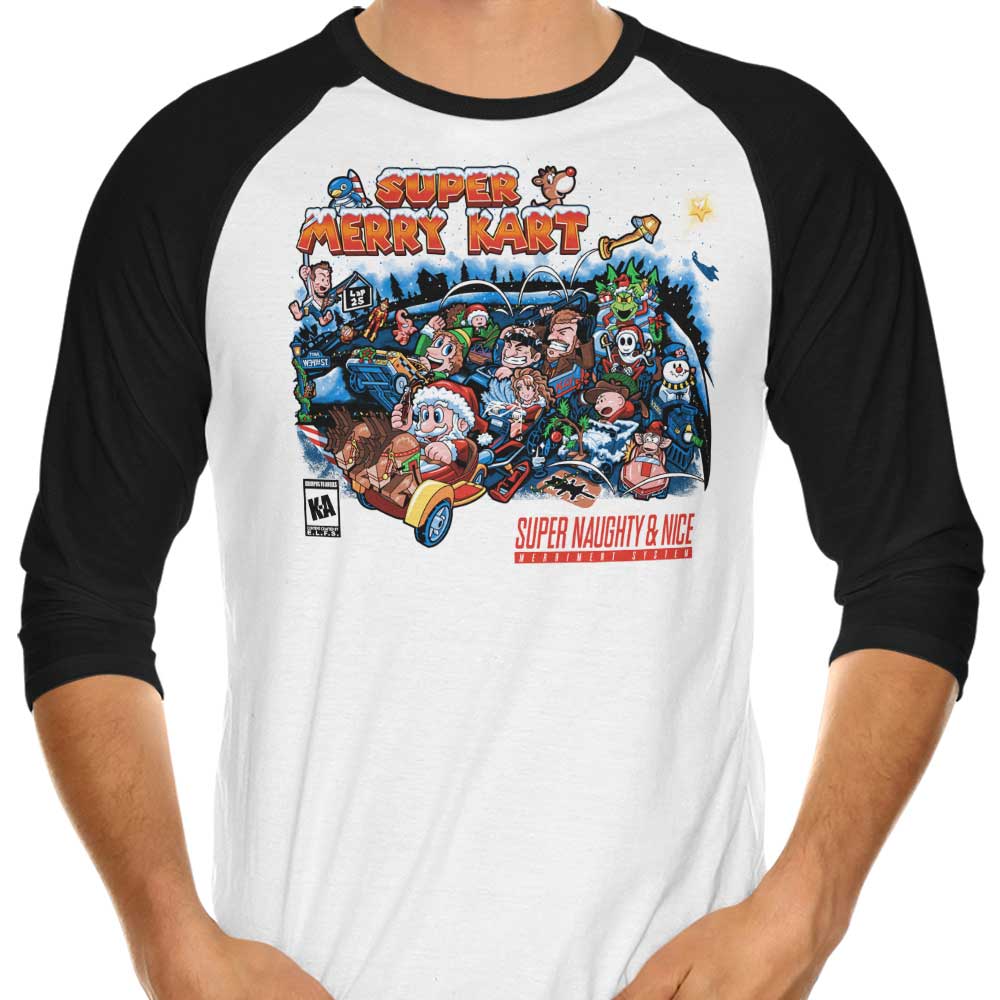 Super Merry Kart 3/4 Sleeve Raglan - Adult & Kids T-Shirts, Sweatshirts & Hoodies apparel design preview 1