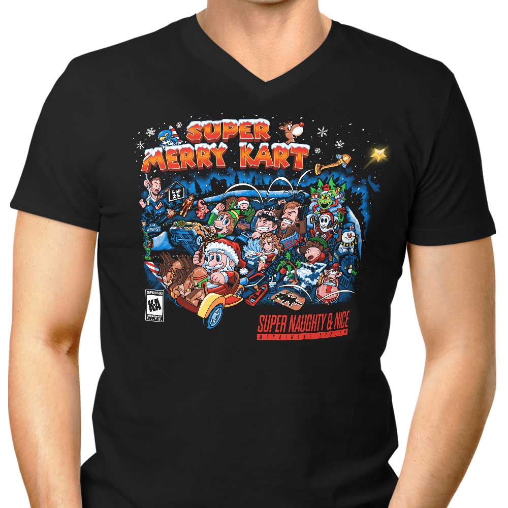 Super Merry Kart Men's V-Neck - Adult & Kids T-Shirts, Sweatshirts & Hoodies apparel design preview 1