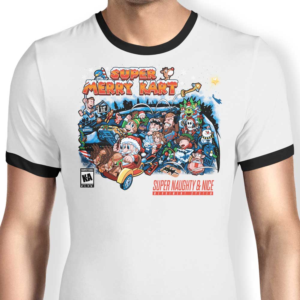 Super Merry Kart Ringer - Adult & Kids T-Shirts, Sweatshirts & Hoodies apparel design preview 1