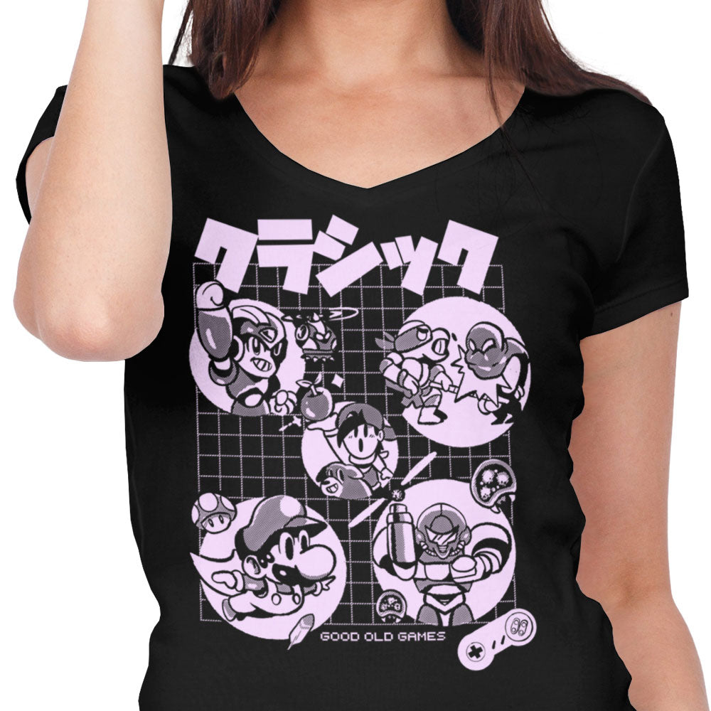 Super Old Games Women's V-Neck - Adult & Kids T-Shirts, Sweatshirts & Hoodies apparel design preview 2