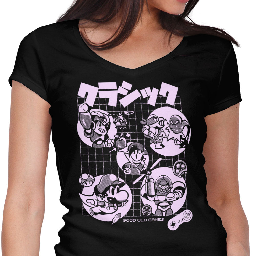 Super Old Games Women's V-Neck - Adult & Kids T-Shirts, Sweatshirts & Hoodies apparel design preview 1