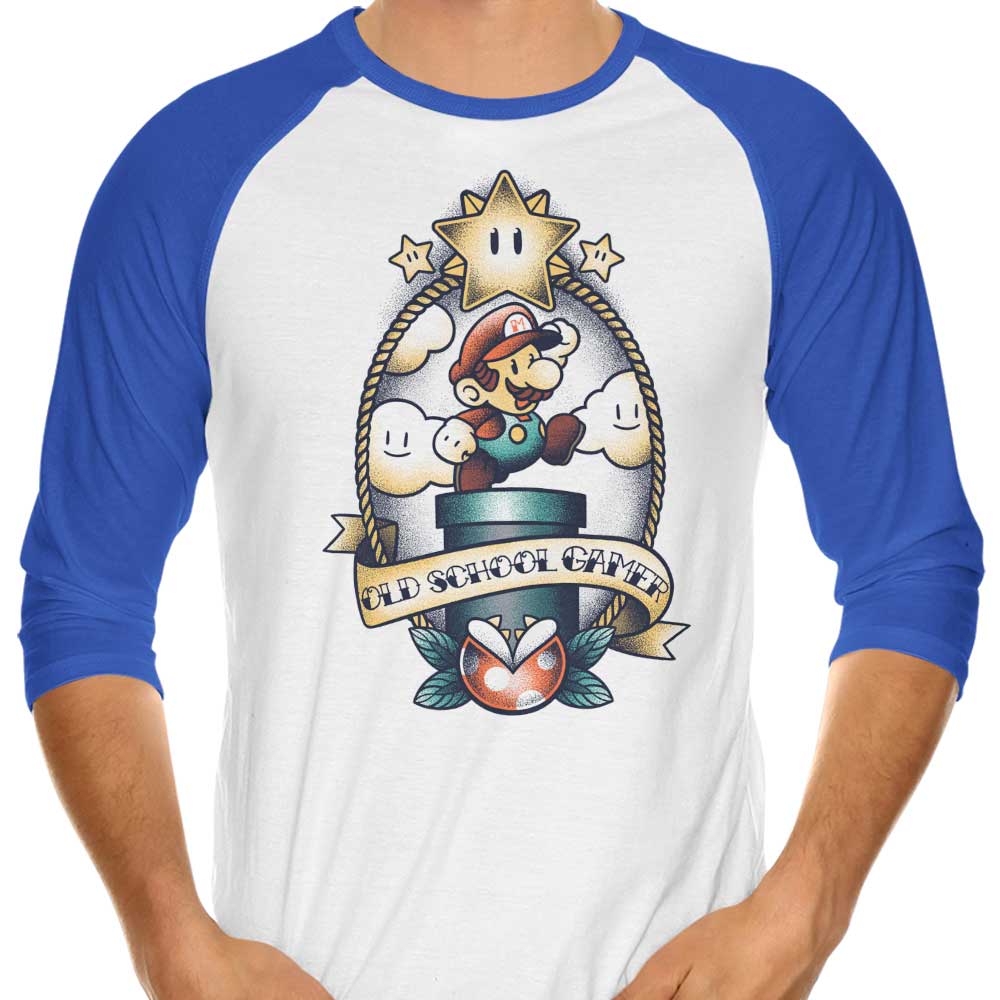 Super Old School Gamer 3/4 Sleeve Raglan - Adult & Kids T-Shirts, Sweatshirts & Hoodies apparel design preview 1