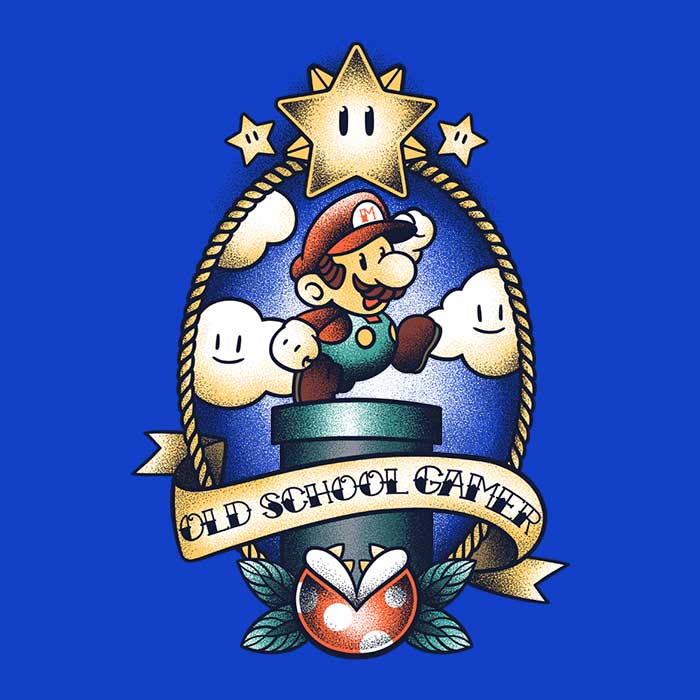 Super Old School Gamer Men's Apparel - Adult & Kids T-Shirts, Sweatshirts & Hoodies apparel design preview 2