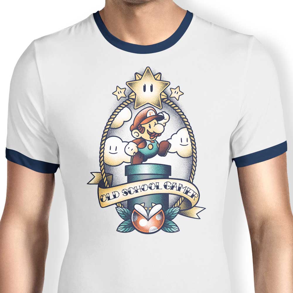 Super Old School Gamer Ringer - Adult & Kids T-Shirts, Sweatshirts & Hoodies apparel design preview 1
