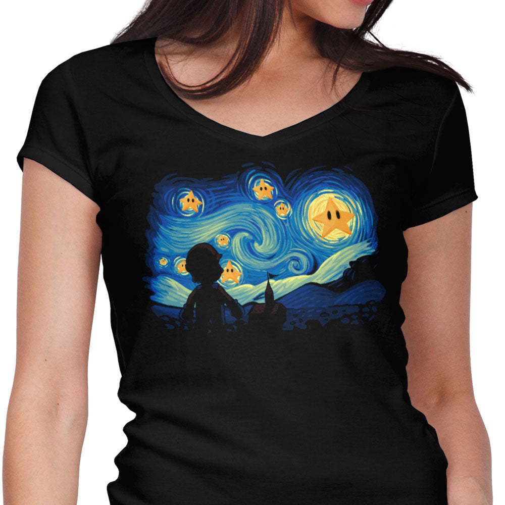 Super Starry Night Women's V-Neck - Adult & Kids T-Shirts, Sweatshirts & Hoodies apparel design preview 1