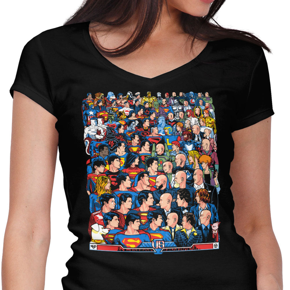Superhumans vs. Masterminds Women's V-Neck - Adult & Kids T-Shirts, Sweatshirts & Hoodies apparel design preview 1