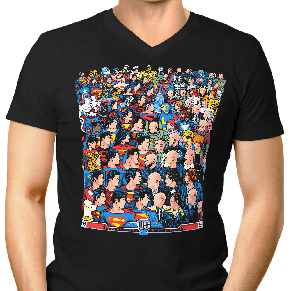 Superhumans vs. Masterminds Men's V-Neck - Adult & Kids T-Shirts, Sweatshirts & Hoodies apparel design preview 1