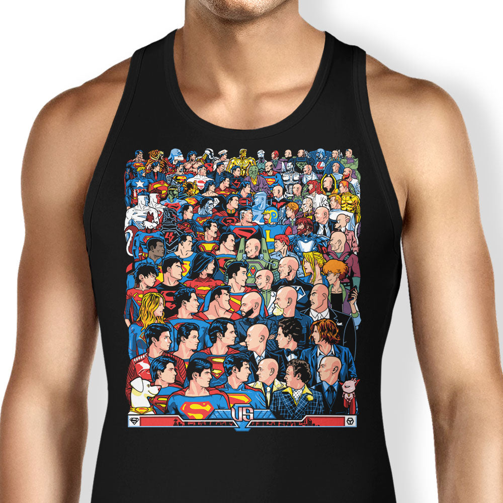 Superhumans vs. Masterminds Tank Top - Adult & Kids T-Shirts, Sweatshirts & Hoodies apparel design preview 1