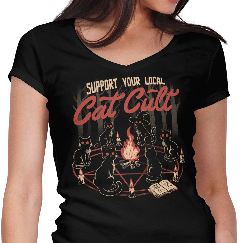 Support Your Cat Cult Women's V-Neck - Adult & Kids T-Shirts, Sweatshirts & Hoodies apparel design preview 1