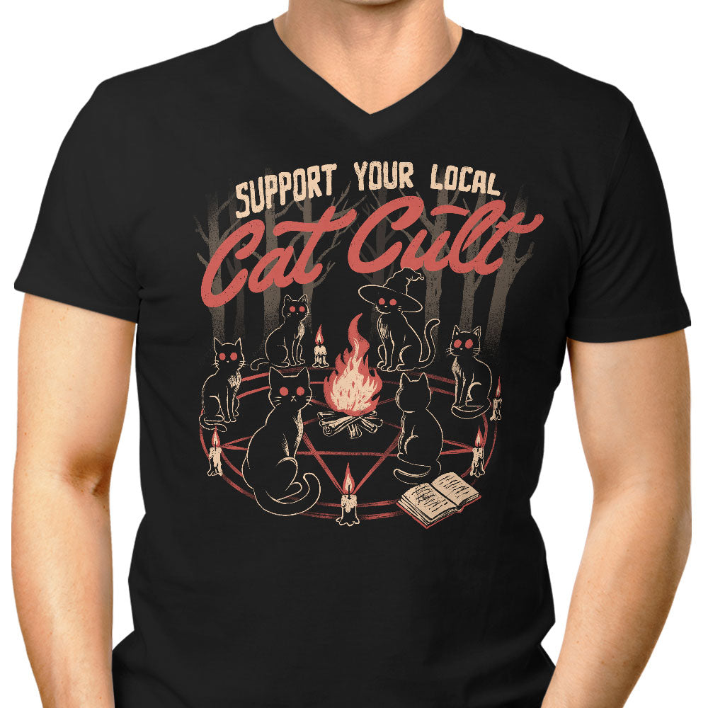 Support Your Cat Cult Men's V-Neck - Adult & Kids T-Shirts, Sweatshirts & Hoodies apparel design preview 1