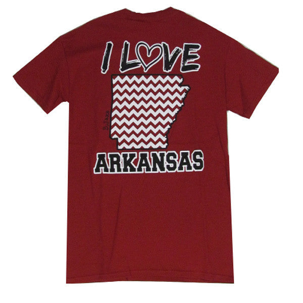 Bjaxx I Love Arkansas Chevron State Southern Girlie - Adult & Kids T-Shirts, Sweatshirts & Hoodies apparel design preview 1