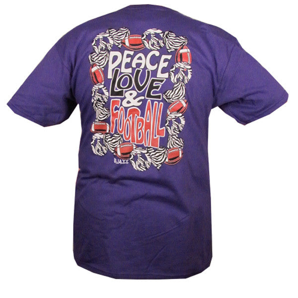 Bjaxx Peace Love Football Zebra Purple Sports Girlie - Adult & Kids T-Shirts, Sweatshirts & Hoodies apparel design preview 1