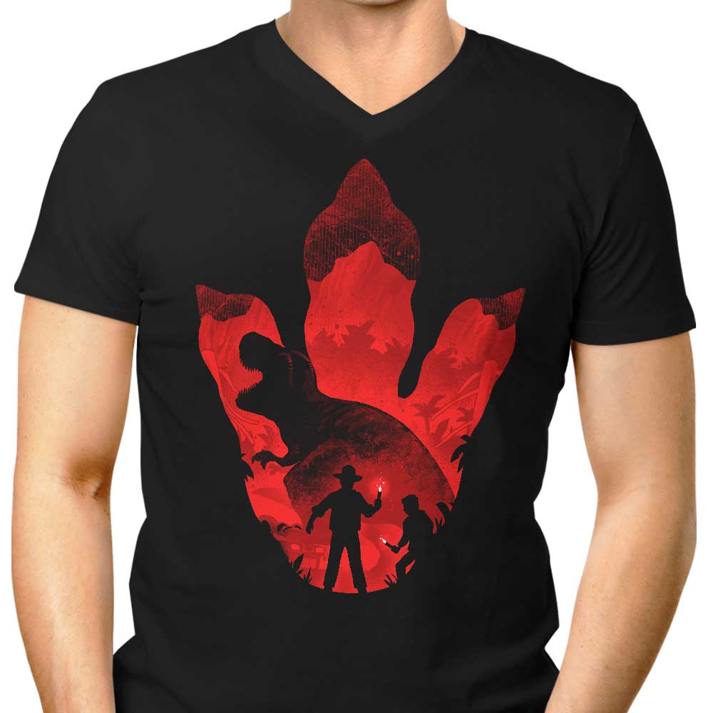 T-Rex Footprint Men's V-Neck - Adult & Kids T-Shirts, Sweatshirts & Hoodies apparel design preview 1