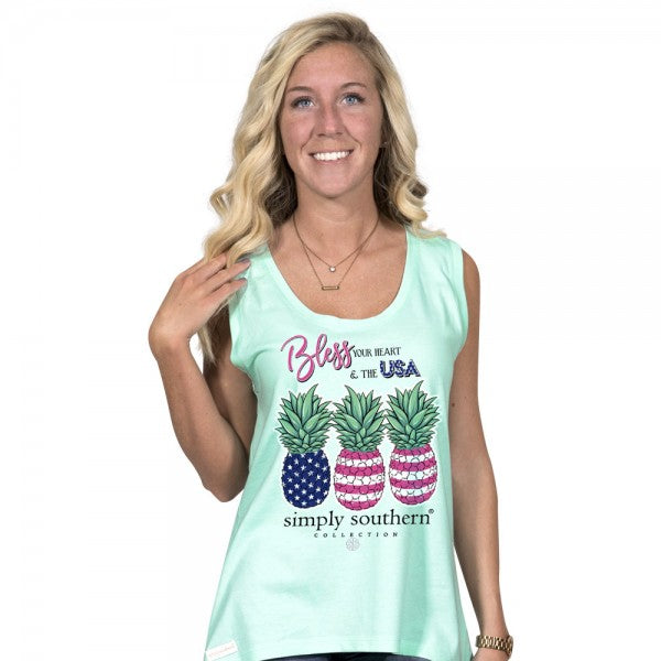 SALE Simply Southern Preppy Bless The USA Pineapple - Adult & Kids T-Shirts, Sweatshirts & Hoodies apparel design preview 1