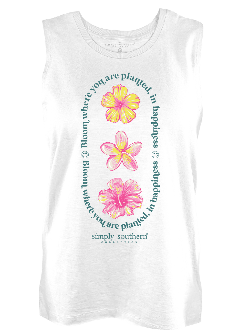 Simply Southern Bloom Flowers White Tank Top - Adult & Kids T-Shirts, Sweatshirts & Hoodies apparel design preview 2