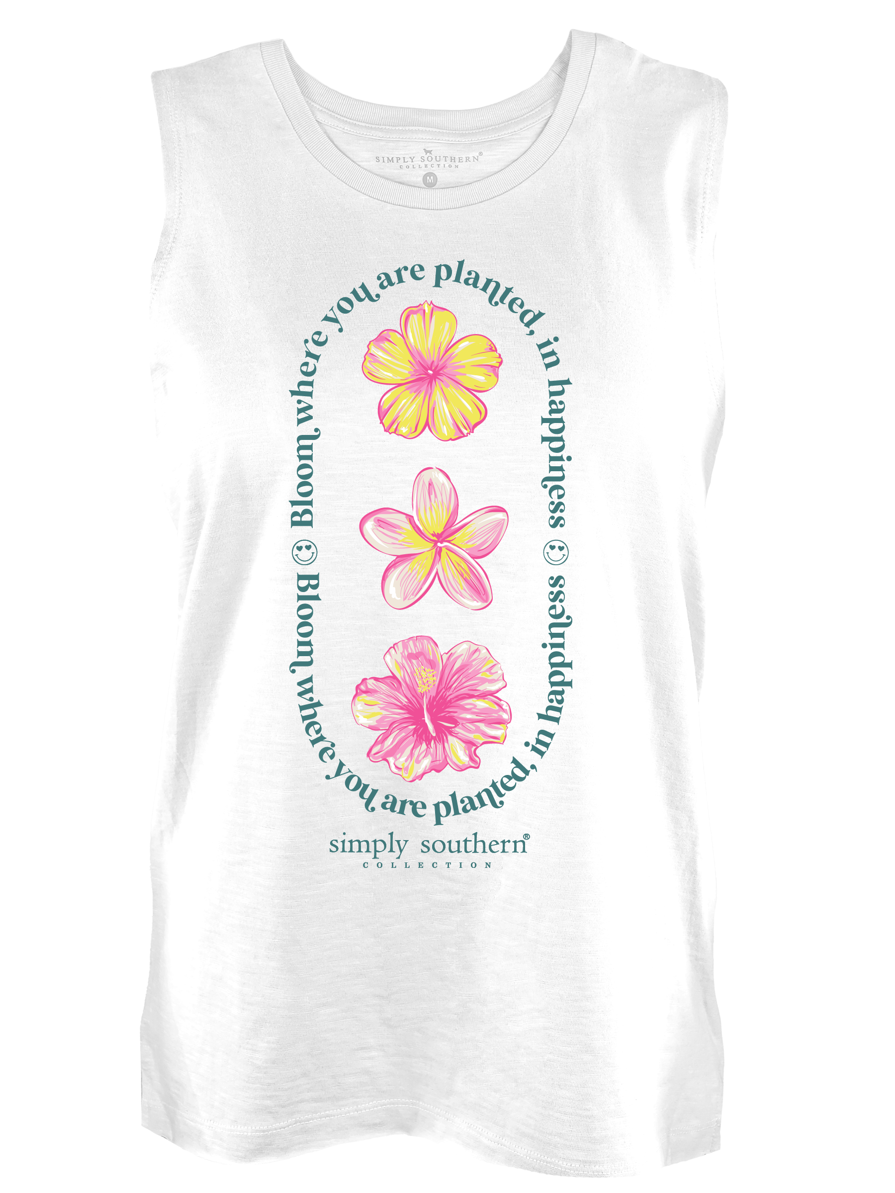 Simply Southern Bloom Flowers White Tank Top - Adult & Kids T-Shirts, Sweatshirts & Hoodies apparel design preview 2