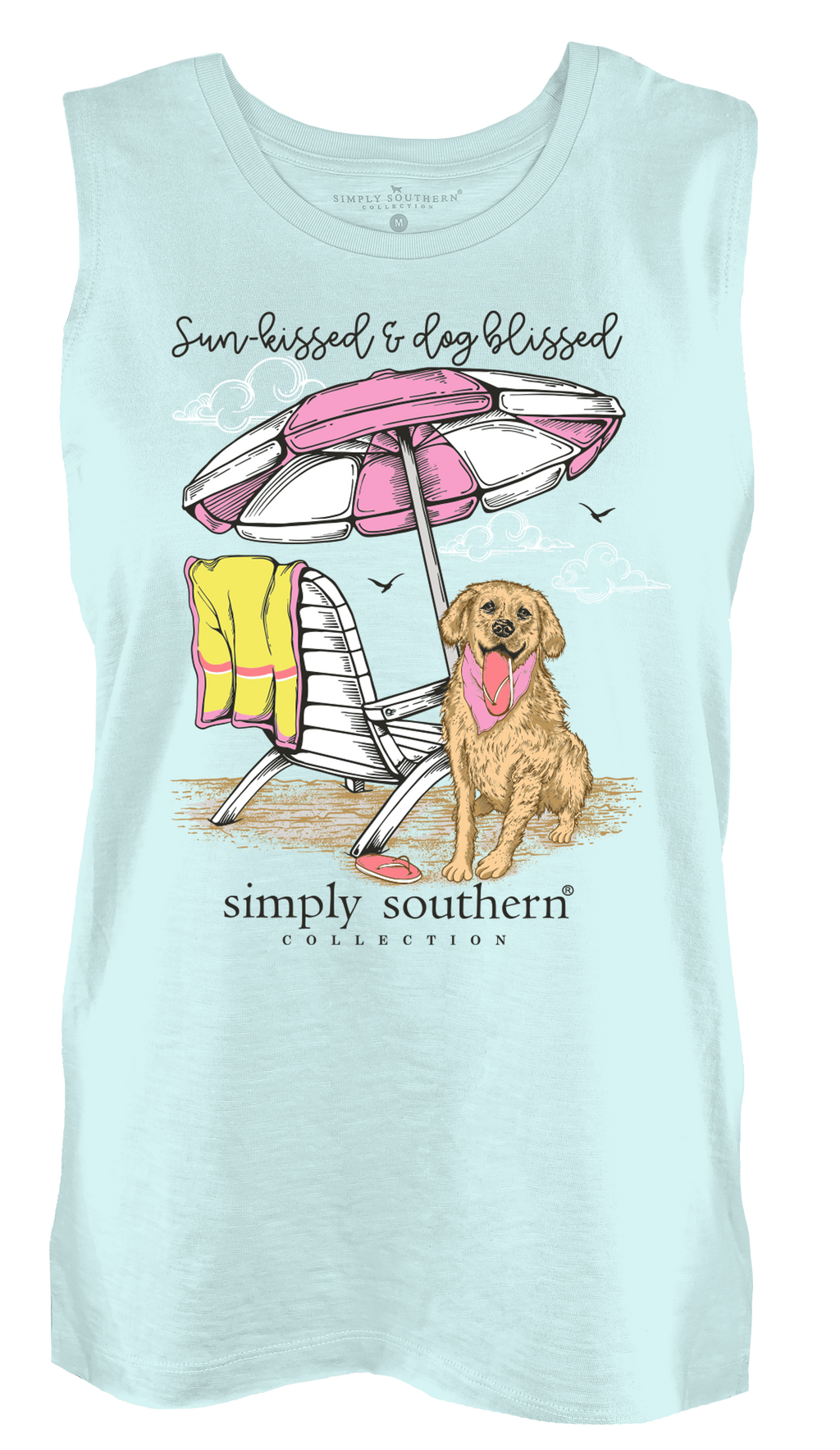 Simply Southern Beach Dog Splash Blue Tank Top - Adult & Kids T-Shirts, Sweatshirts & Hoodies apparel design preview 2