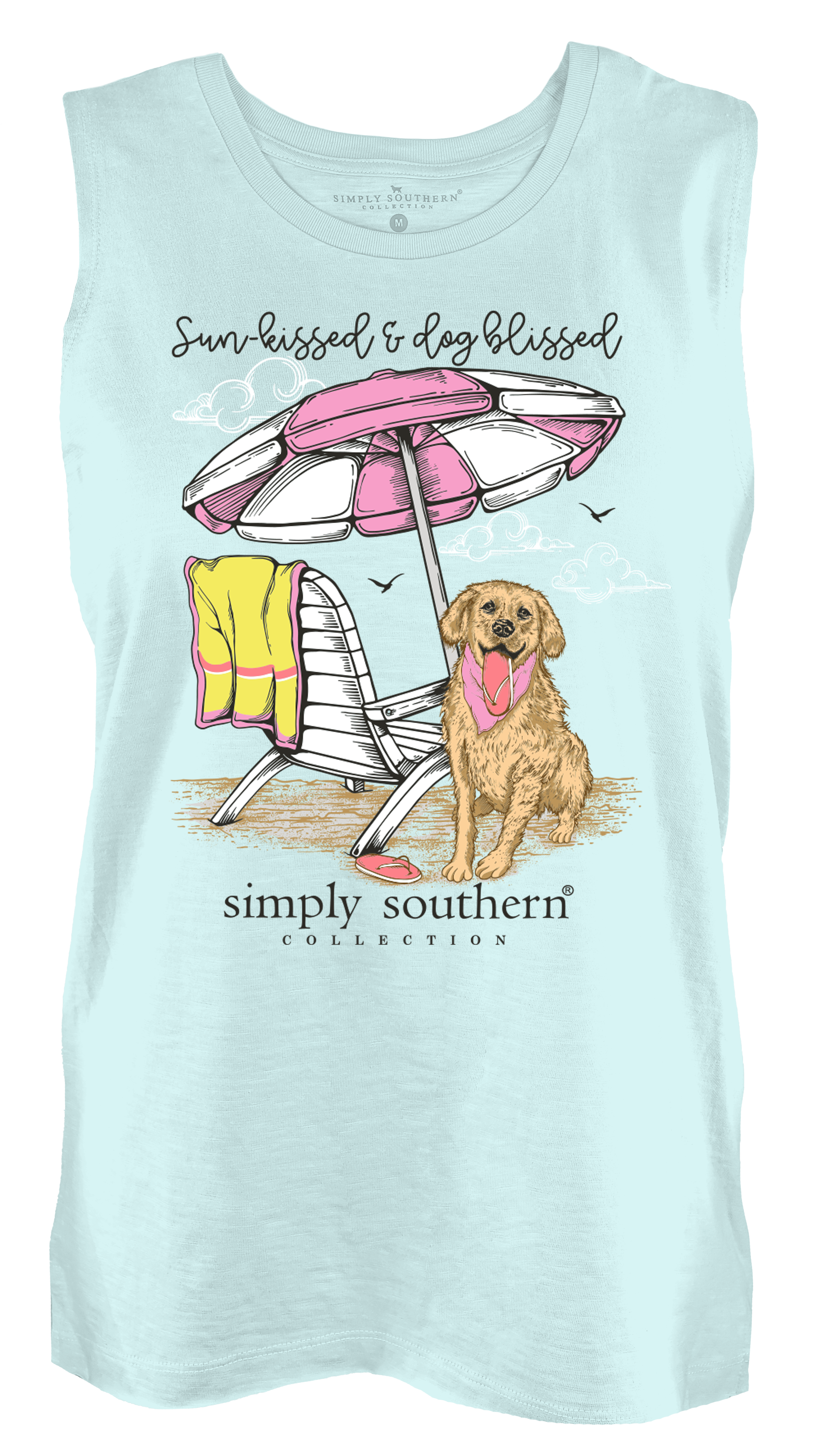 Simply Southern Beach Dog Splash Blue Tank Top - Adult & Kids T-Shirts, Sweatshirts & Hoodies apparel design preview 2