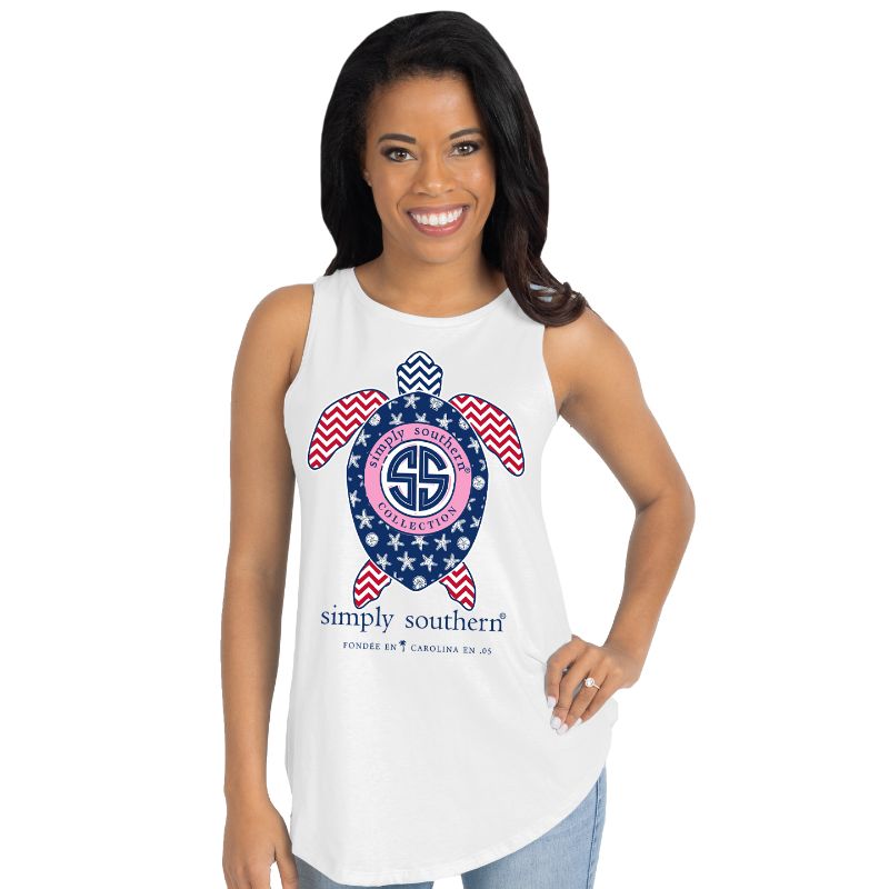 Simply Southern Preppy USA Turtle Tank Top - Adult & Kids T-Shirts, Sweatshirts & Hoodies apparel design preview 1