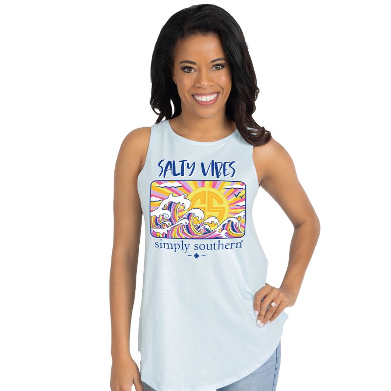 Simply Southern Preppy Salty Beach Tank Top - Adult & Kids T-Shirts, Sweatshirts & Hoodies apparel design preview 1
