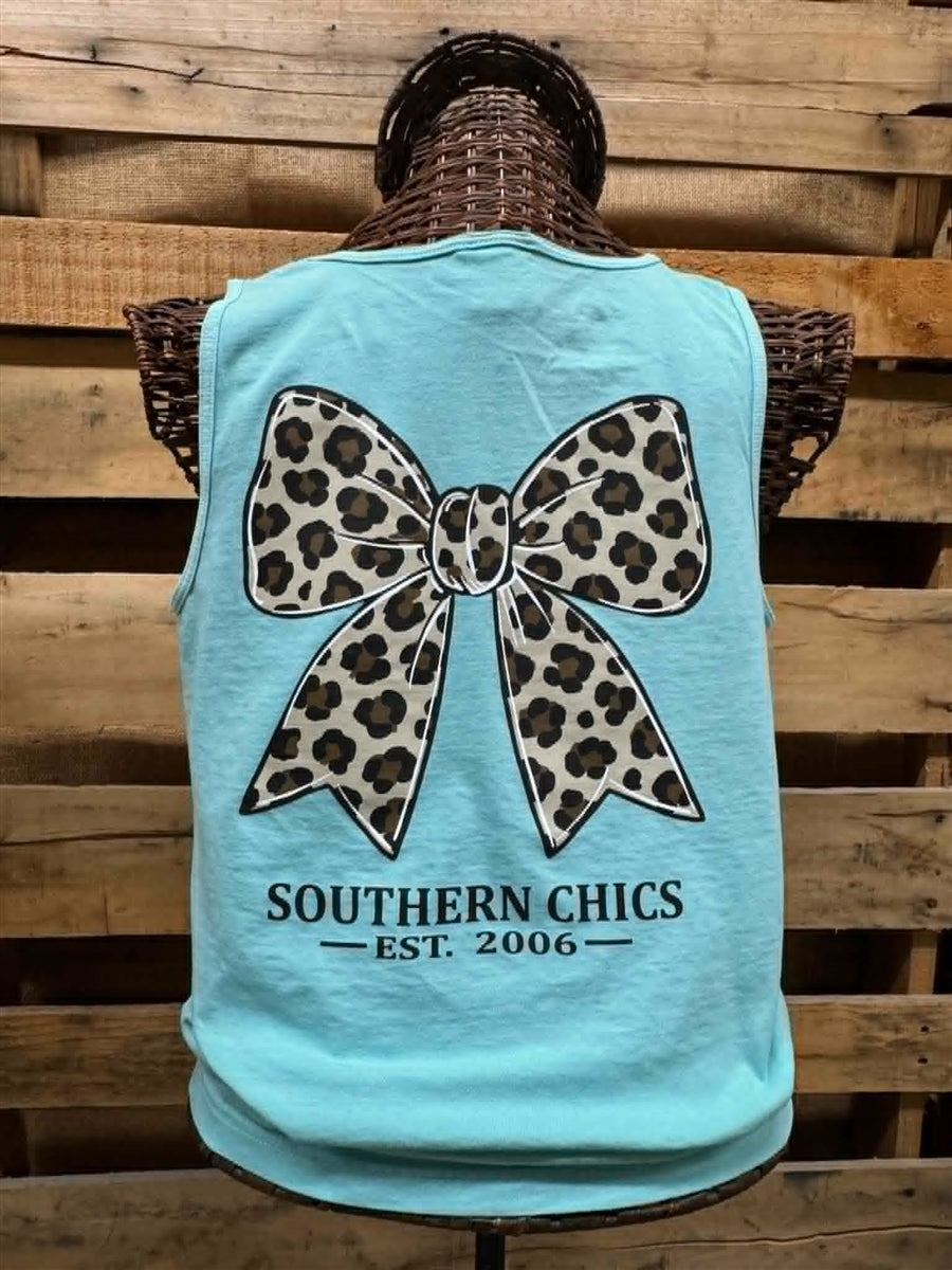 Southern Chics Leopard Bow Comfort Colors Tank Top - Adult & Kids T-Shirts, Sweatshirts & Hoodies apparel design preview 1