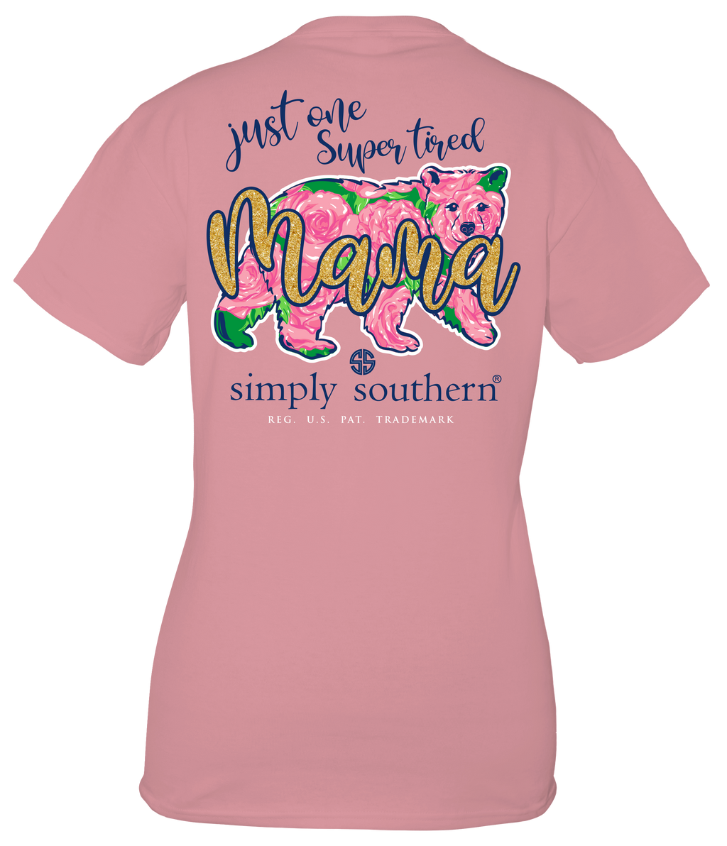 Simply Southern Super Tired Mama Bear - Adult & Kids T-Shirts, Sweatshirts & Hoodies apparel design preview 2