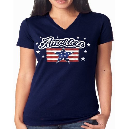 Southern Attitude Preppy USA Flag Tortuga Moon V-Neck - Adult & Kids T-Shirts, Sweatshirts & Hoodies apparel design preview 1